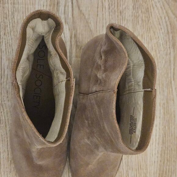 Sole Society Tan Suede Maeryn Pointed Toe Boots Pull-On Womens Size 10M Beige - Picture 9 of 10